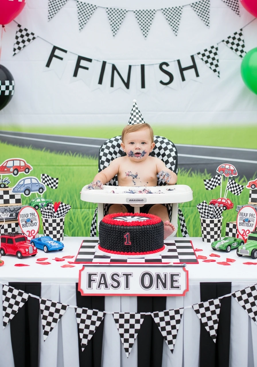 Race Car Fast One - 50 Best Boy First Birthday Party Ideas