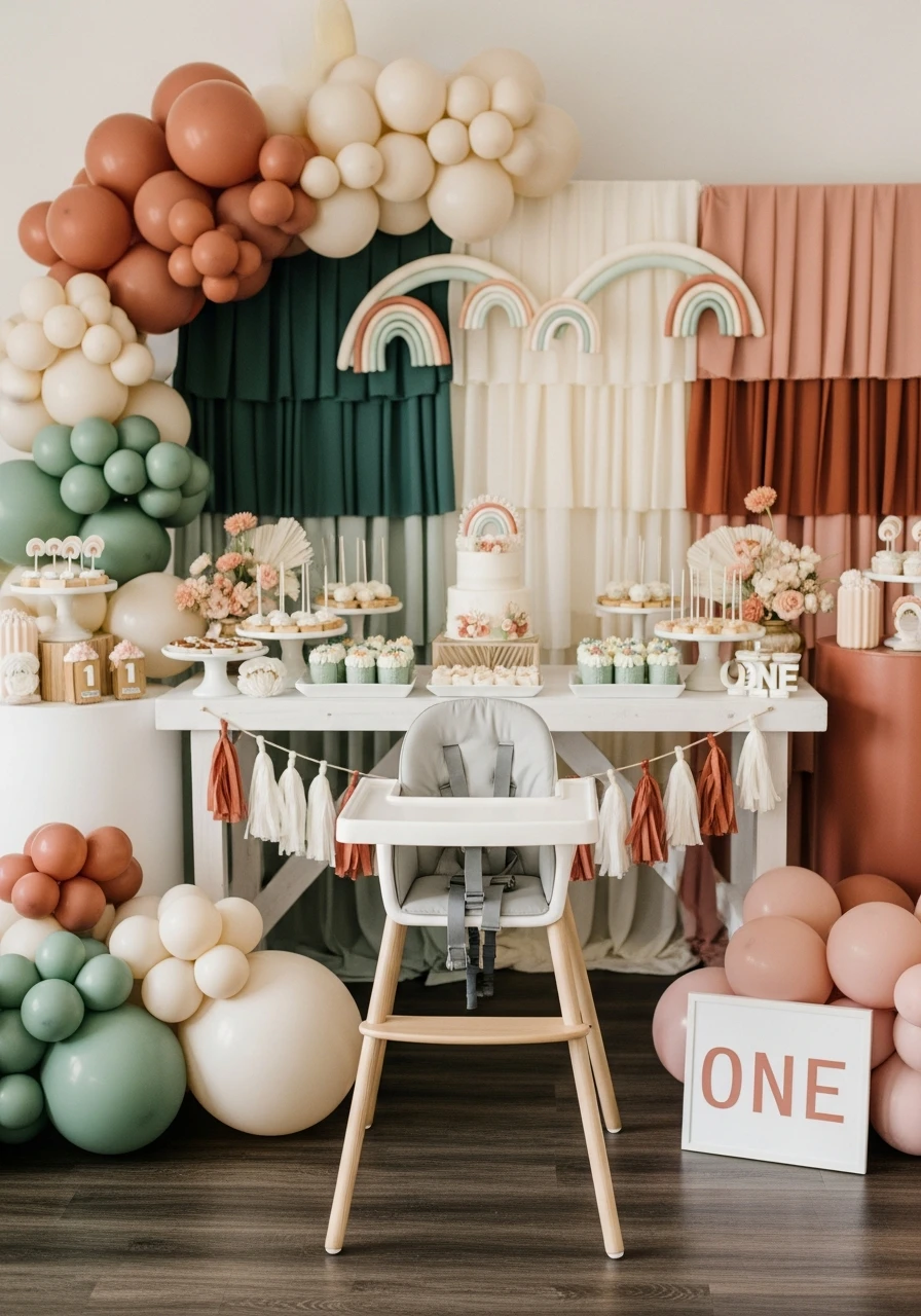 Rainbow Neutral Birthday - 50 Best Boy First Birthday Party Ideas