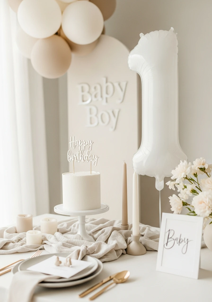 Minimalist First Birthday - 50 Best Boy First Birthday Party Ideas