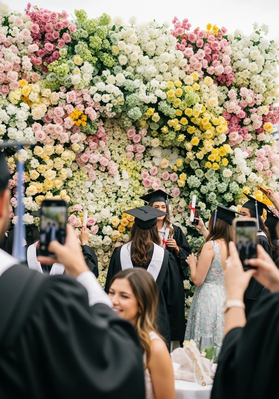 Floral Photo Backdrop Fun - Floral Graduation Party Ideas: Celebrate with Blooms!