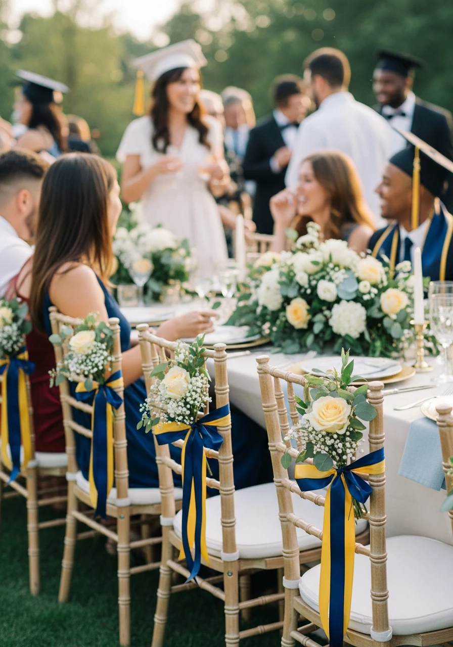 Chair Floral Ribbons - Floral Graduation Party Ideas: Celebrate with Blooms!