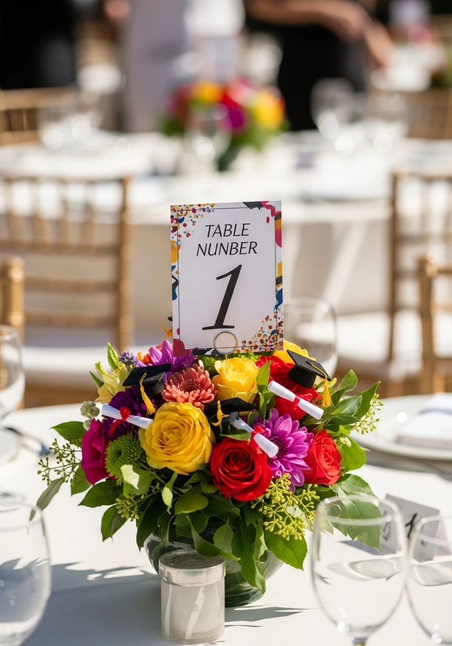 Floral Table Numbers - Floral Graduation Party Ideas: Celebrate with Blooms!