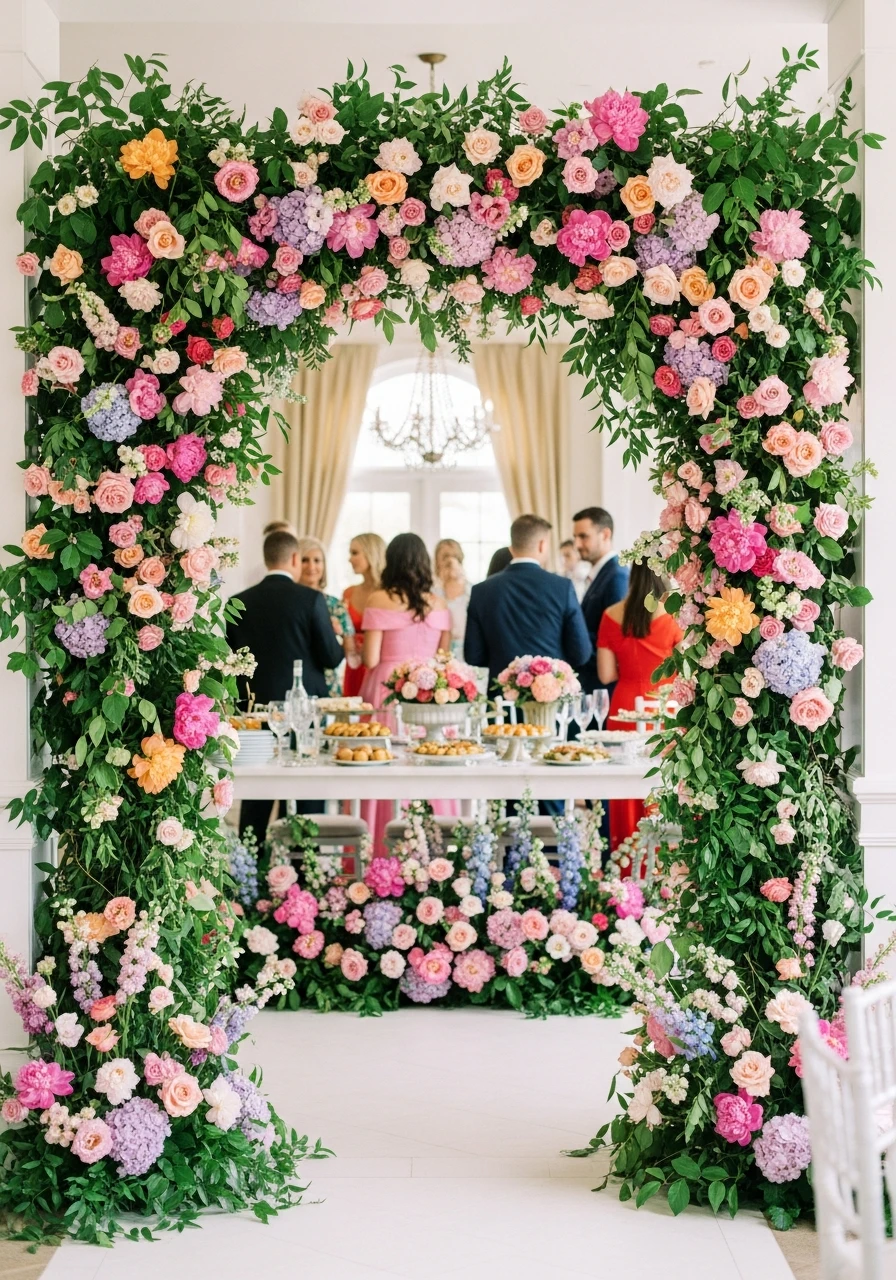 Grand Floral Arch - Floral Graduation Party Ideas: Celebrate with Blooms!