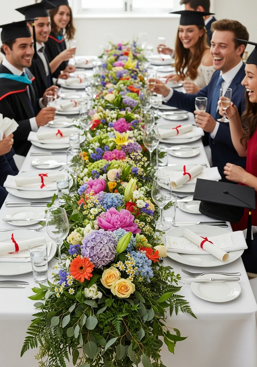 Fresh Flower Runner - Floral Graduation Party Ideas: Celebrate with Blooms!