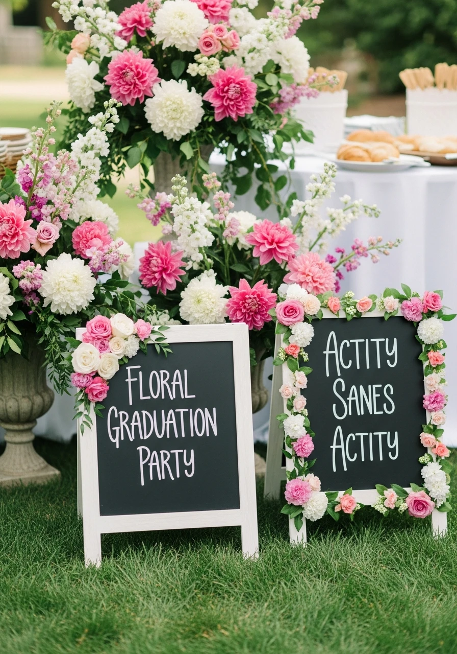 Chalkboard Floral Signs - Floral Graduation Party Ideas: Celebrate with Blooms!