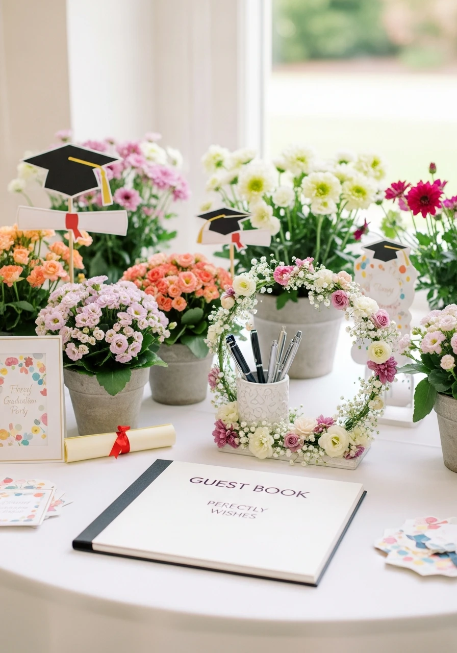 Guest Book Pot Decor - Floral Graduation Party Ideas: Celebrate with Blooms!