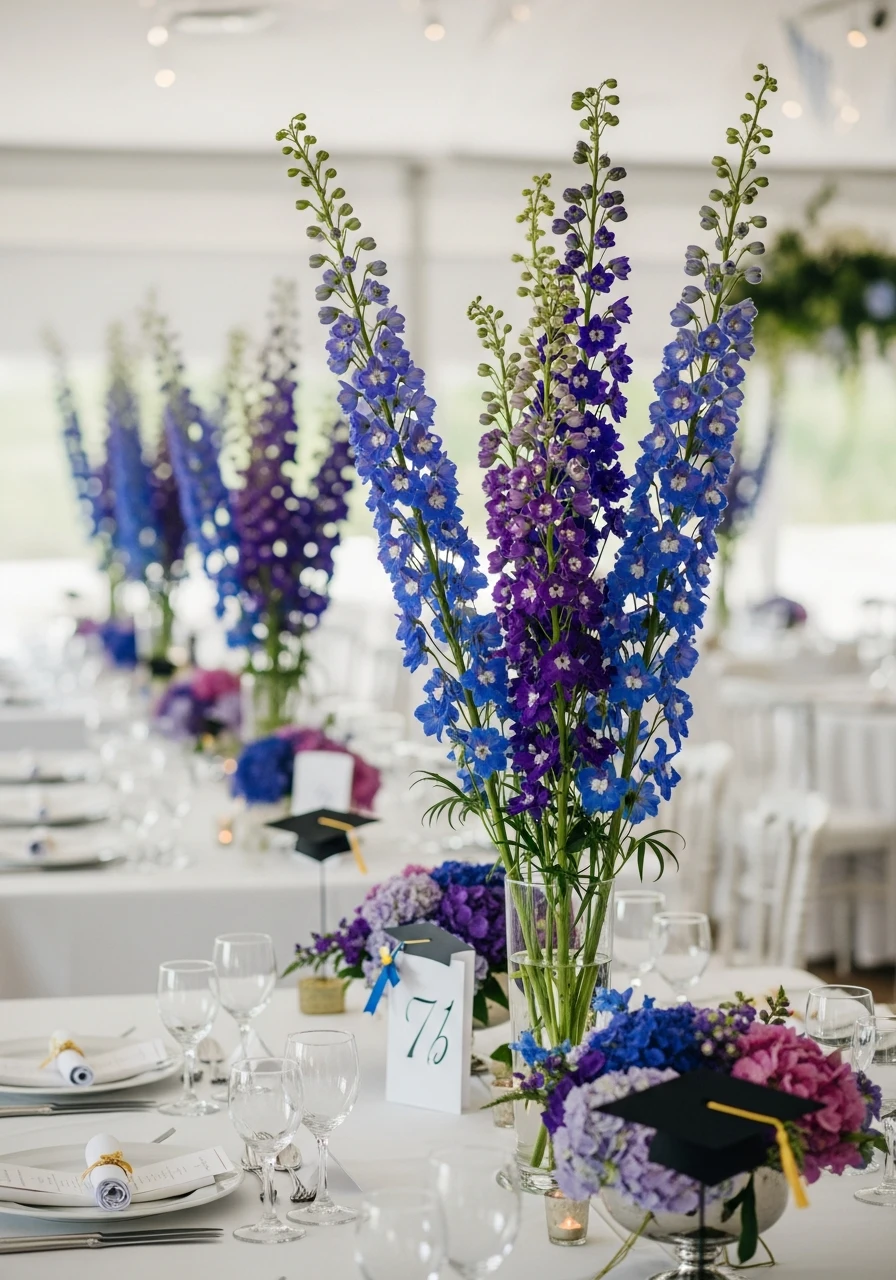 Tall Delphinium Centerpieces - Floral Graduation Party Ideas: Celebrate with Blooms!