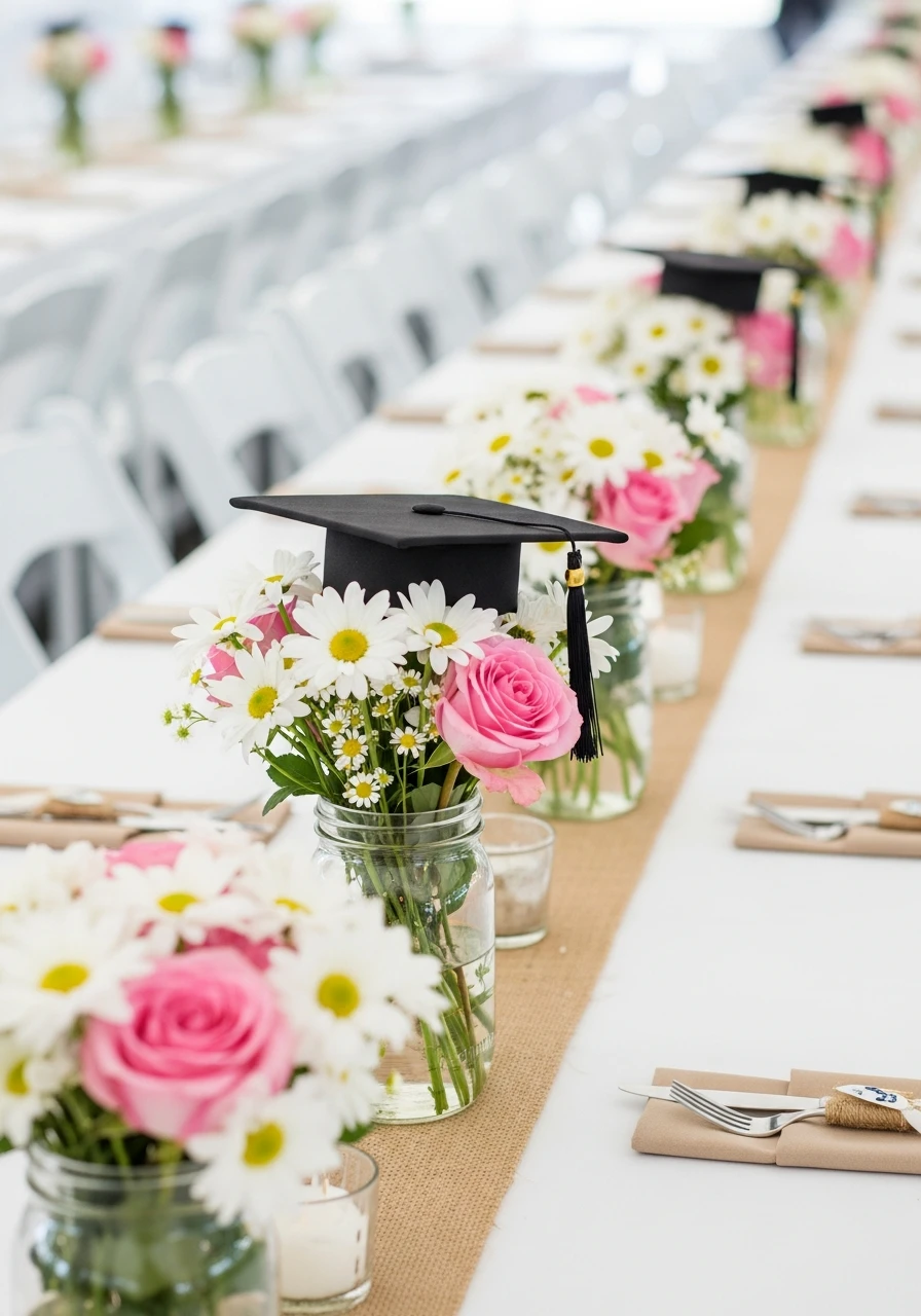Charming Mason Jar Flowers - Floral Graduation Party Ideas: Celebrate with Blooms!