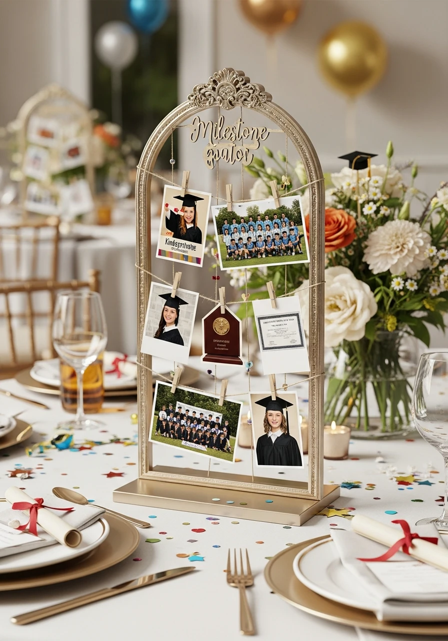 Milestone Photo Garland - Amazing Graduation Centerpiece Ideas