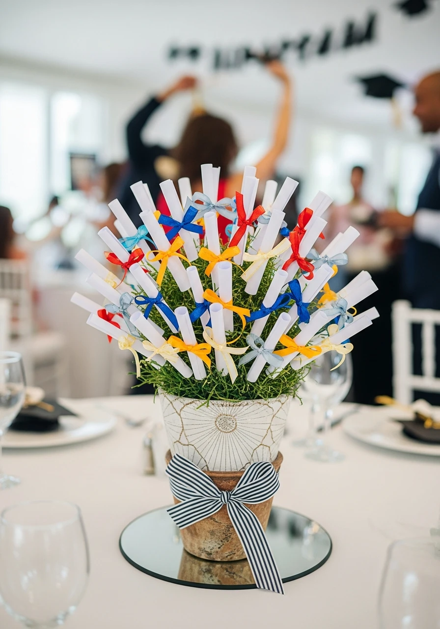 Diploma Scroll Bouquet - Amazing Graduation Centerpiece Ideas