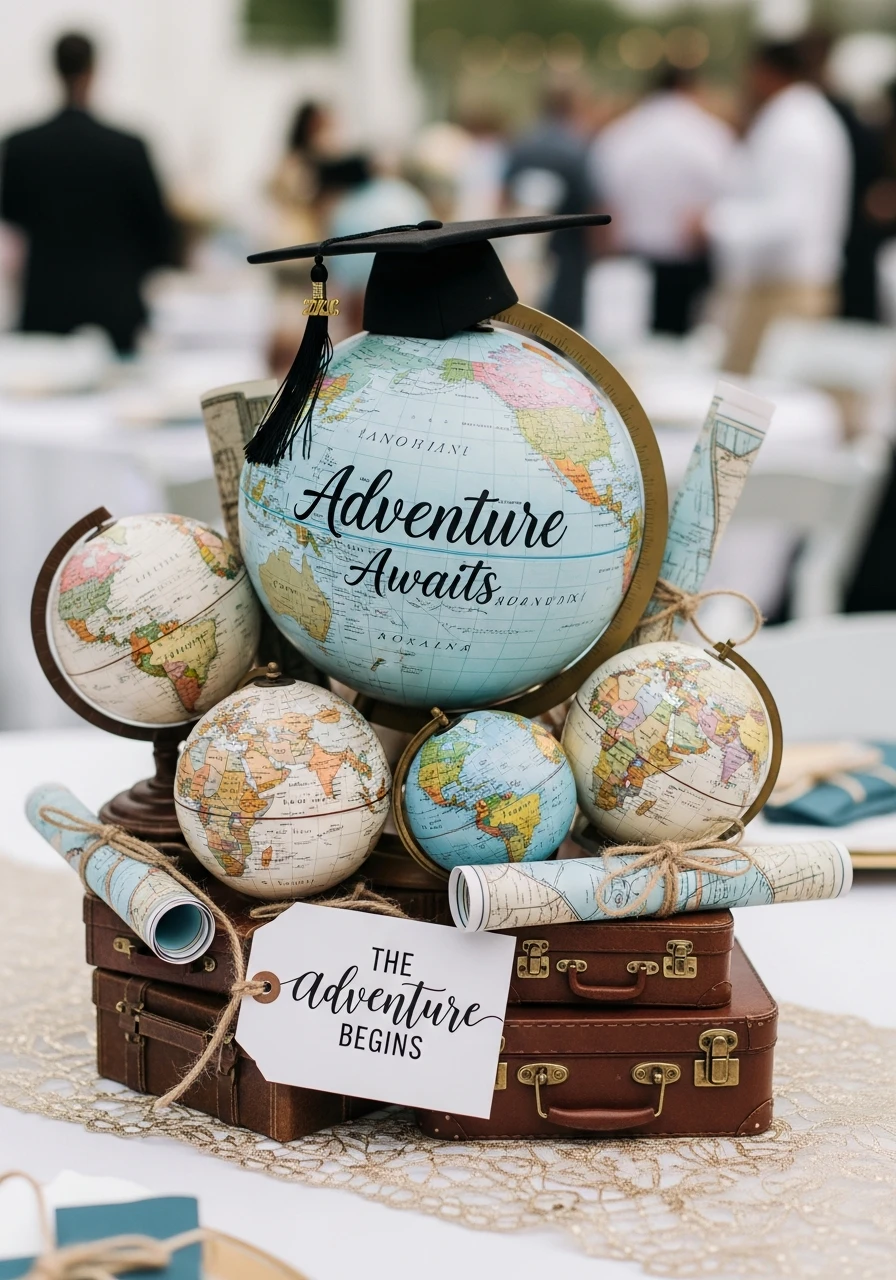 Adventure Awaits Globe - Amazing Graduation Centerpiece Ideas