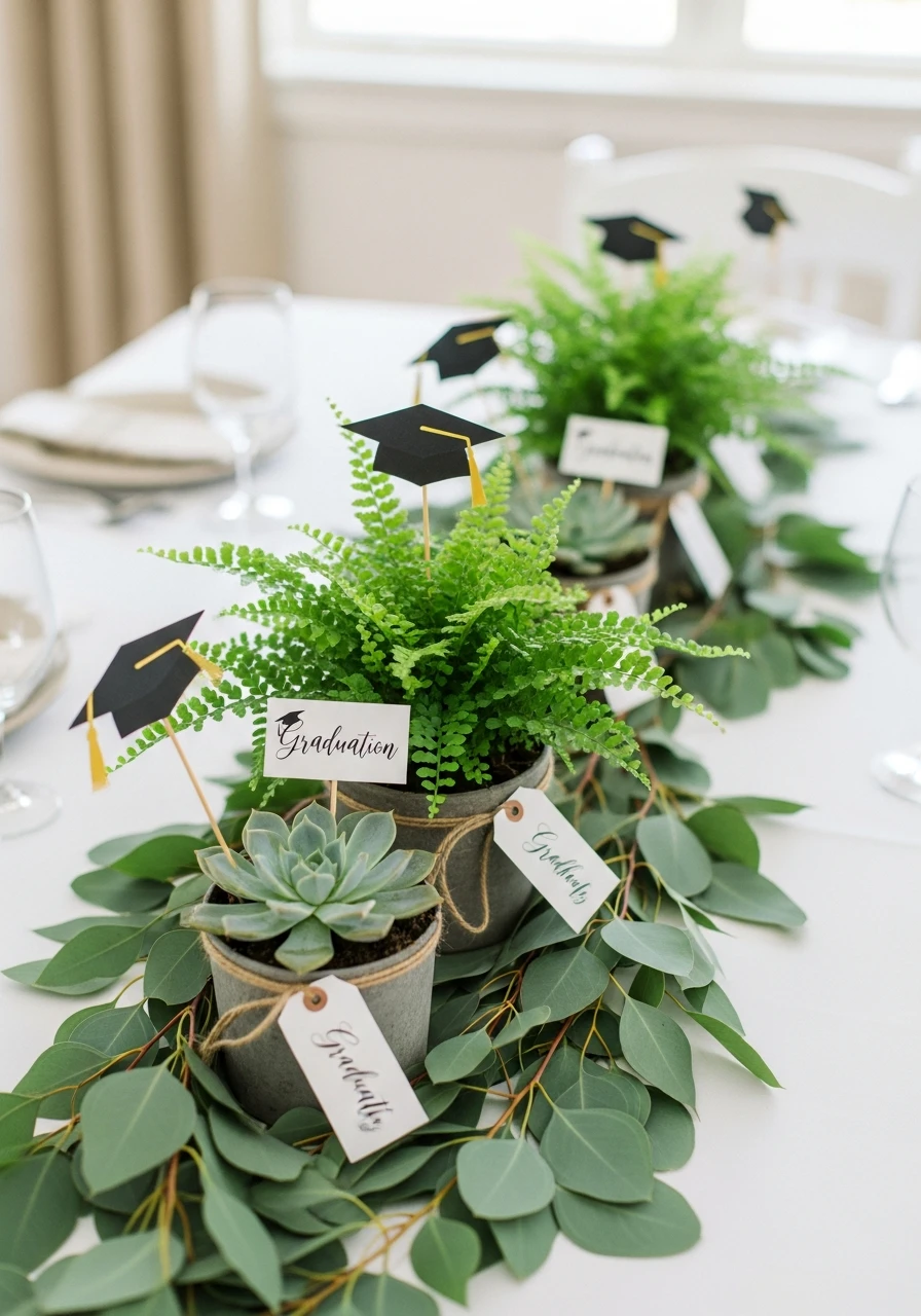 Fresh Greenery Elegance - Amazing Graduation Centerpiece Ideas
