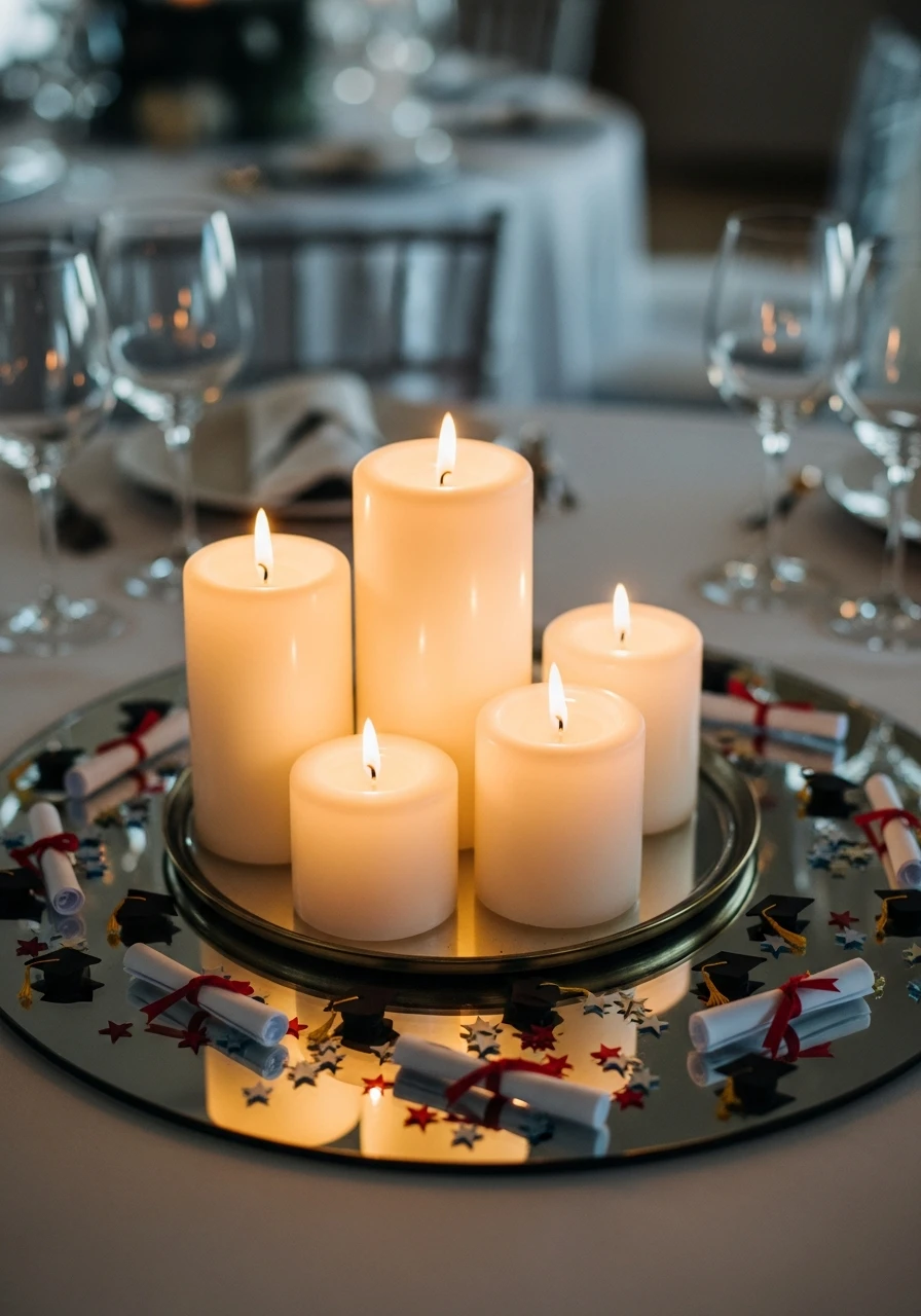 Elegant Candle Glow - Amazing Graduation Centerpiece Ideas