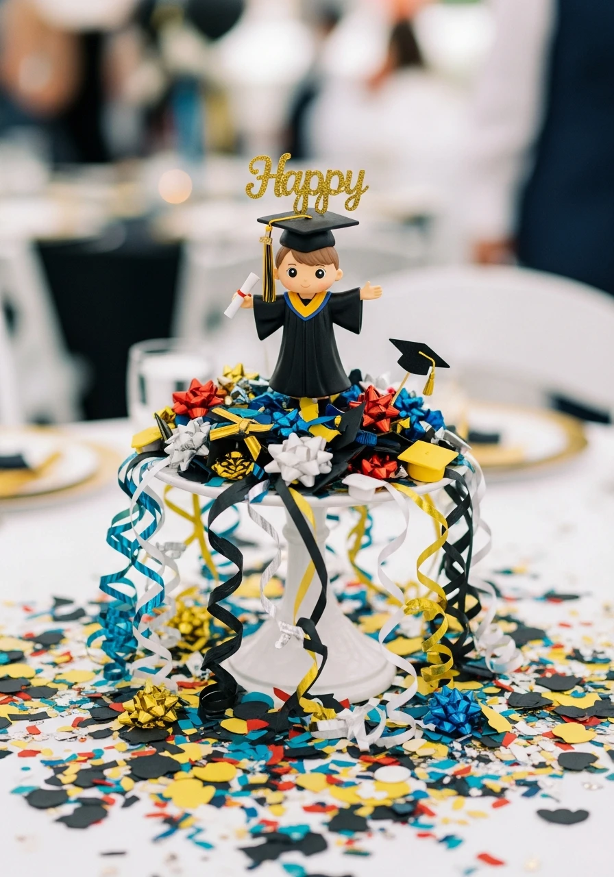 Figurine with Confetti - Amazing Graduation Centerpiece Ideas