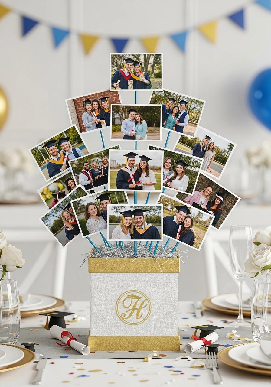 Photo Bouquet Box - Amazing Graduation Centerpiece Ideas