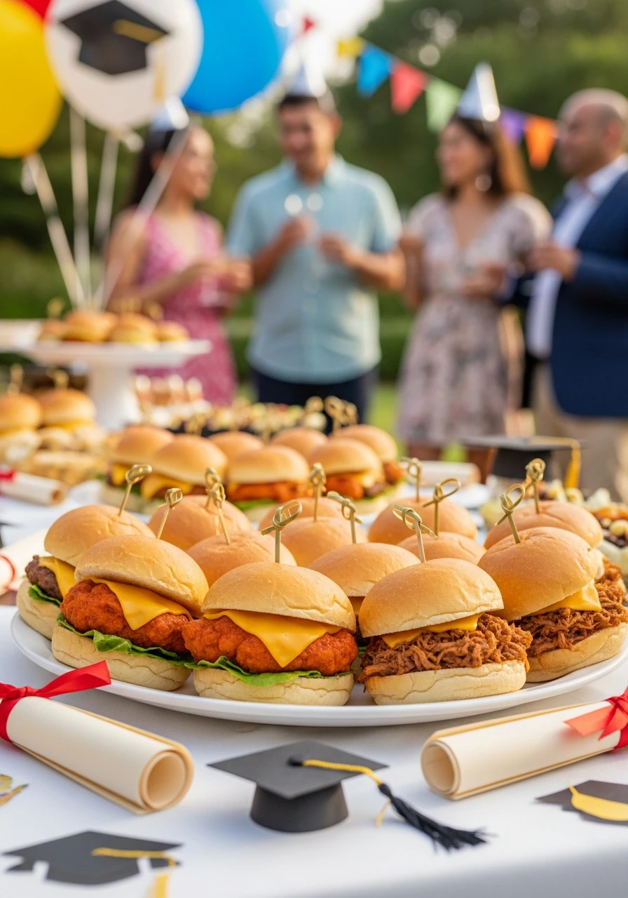 Mini Burger Bites - 50 Graduation Party Food Ideas That Wow!