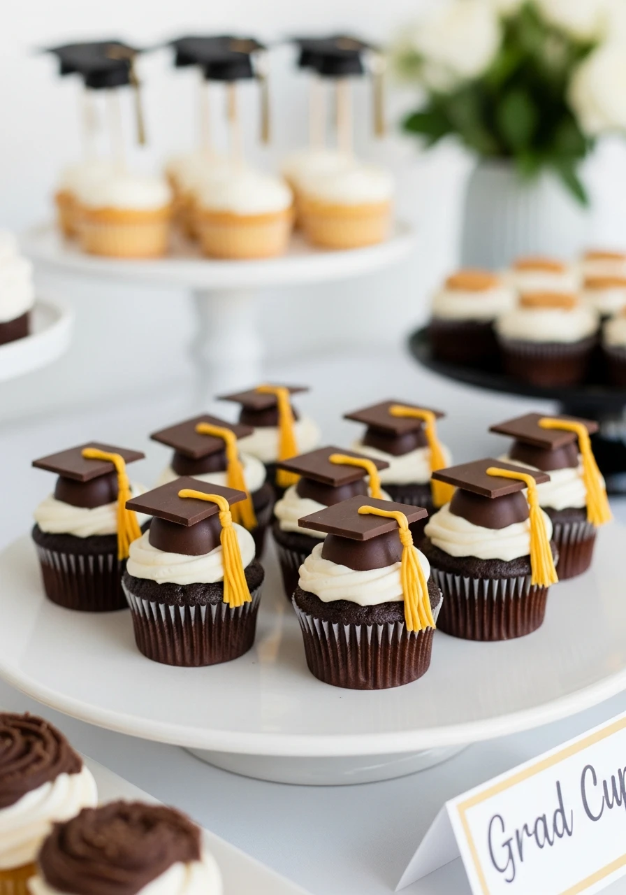 Grad Cap Cupcakes - 50 Graduation Party Food Ideas That Wow!