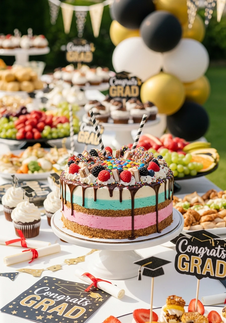 Cool Ice Cream Cake - 50 Graduation Party Food Ideas That Wow!