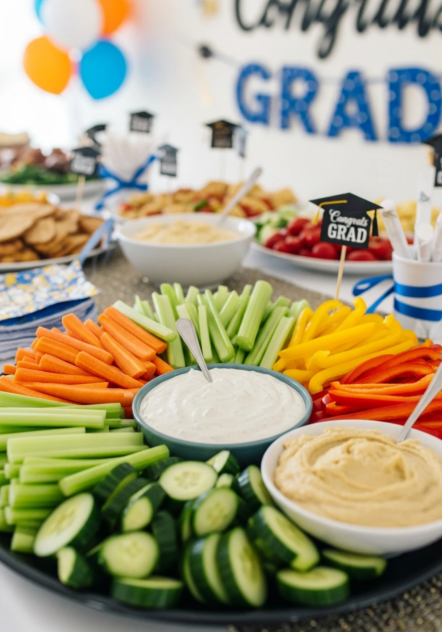 Fresh Veggie Dip Tray - 50 Graduation Party Food Ideas That Wow!