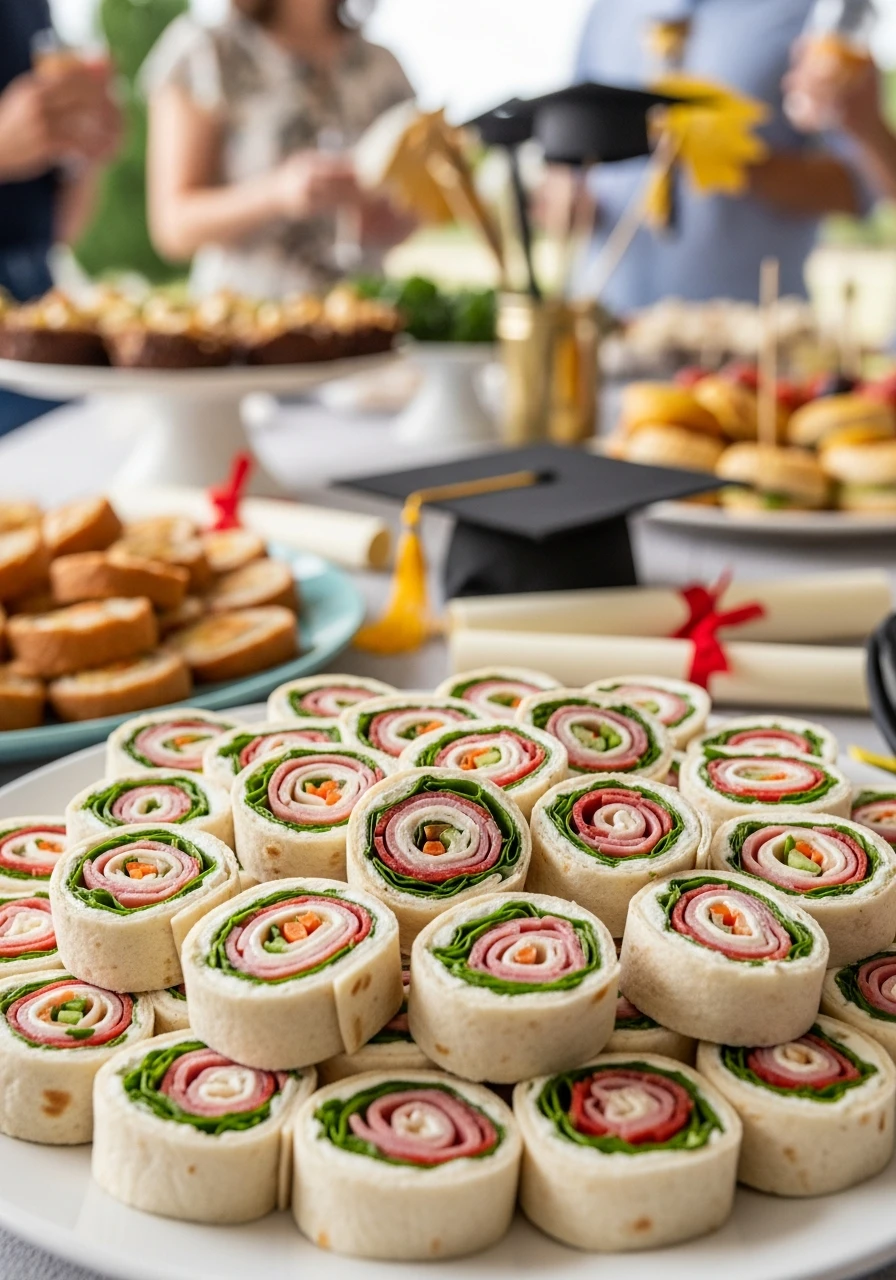 Easy Pinwheel Wraps - 50 Graduation Party Food Ideas That Wow!