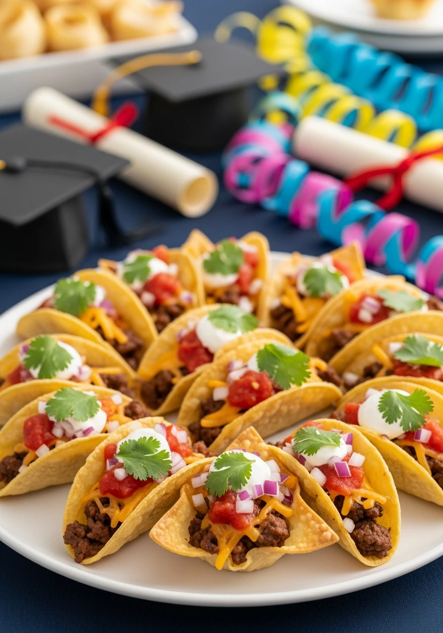 Cute Mini Tacos - 50 Graduation Party Food Ideas That Wow!