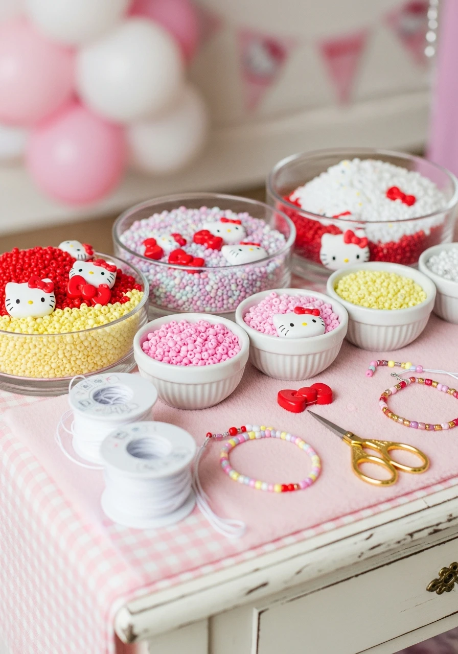 Friendship Bracelet Station - 34 Hello Kitty Birthday Party Ideas for the Cutest Celebration
