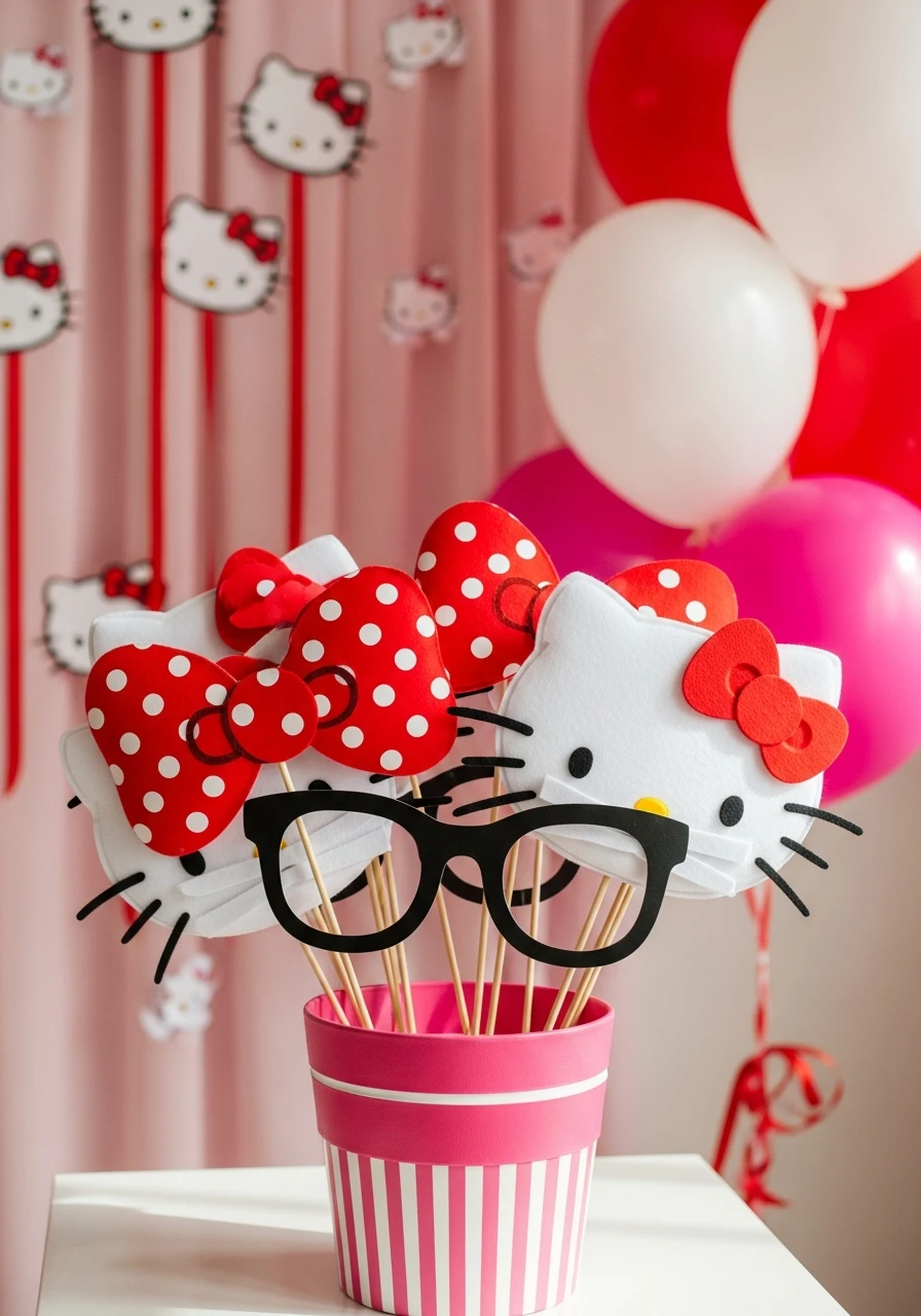 DIY Photo Booth Props - 34 Hello Kitty Birthday Party Ideas for the Cutest Celebration