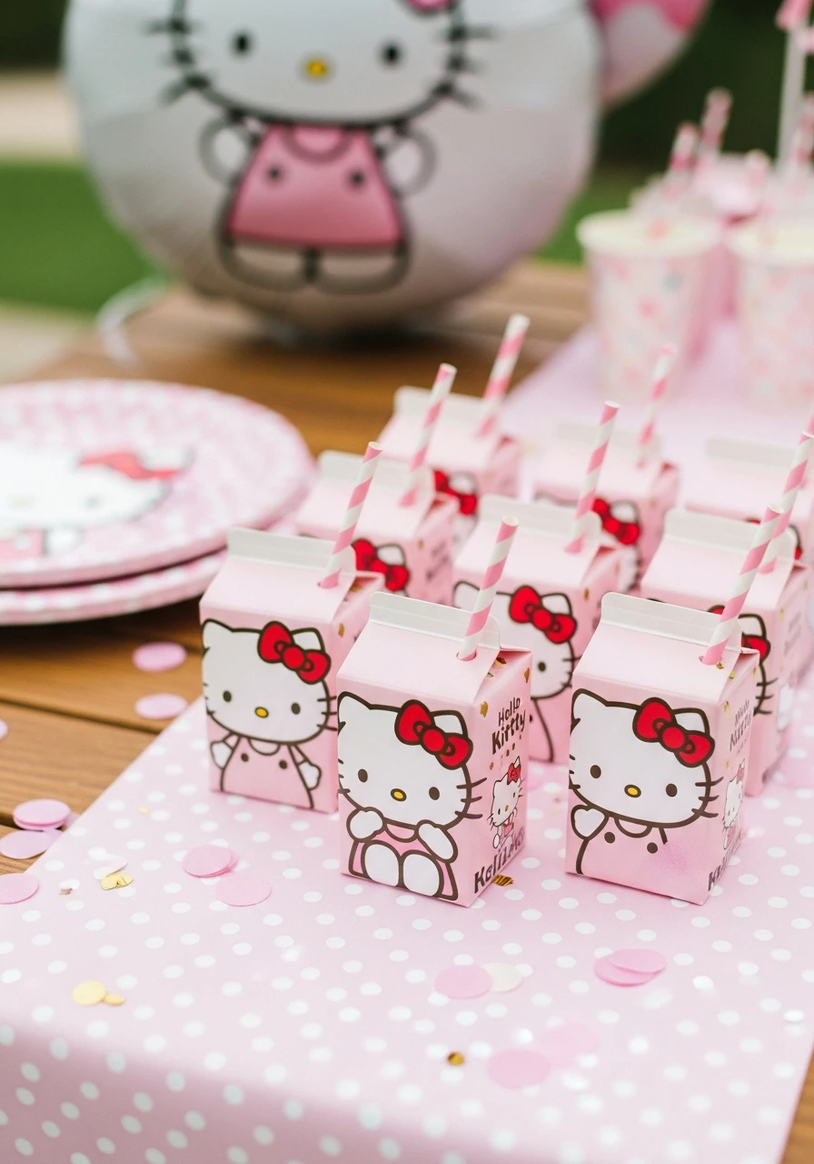 Mini Milk Cartons - 34 Hello Kitty Birthday Party Ideas for the Cutest Celebration