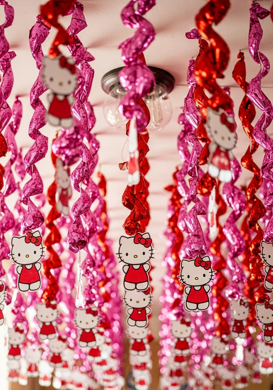 Themed Ceiling Swirls - 34 Hello Kitty Birthday Party Ideas for the Cutest Celebration