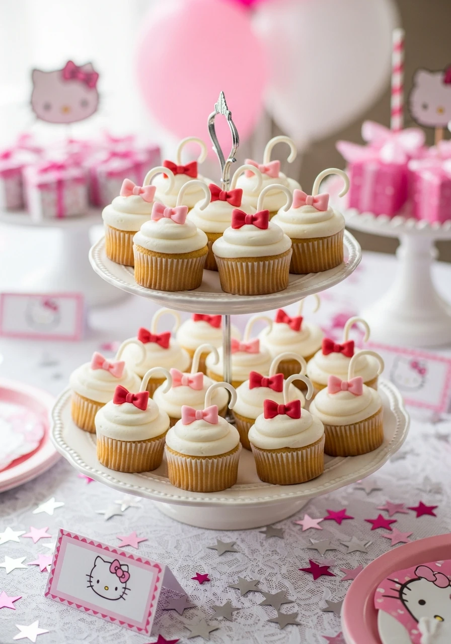 Kitty Tail Cupcakes - 34 Hello Kitty Birthday Party Ideas for the Cutest Celebration