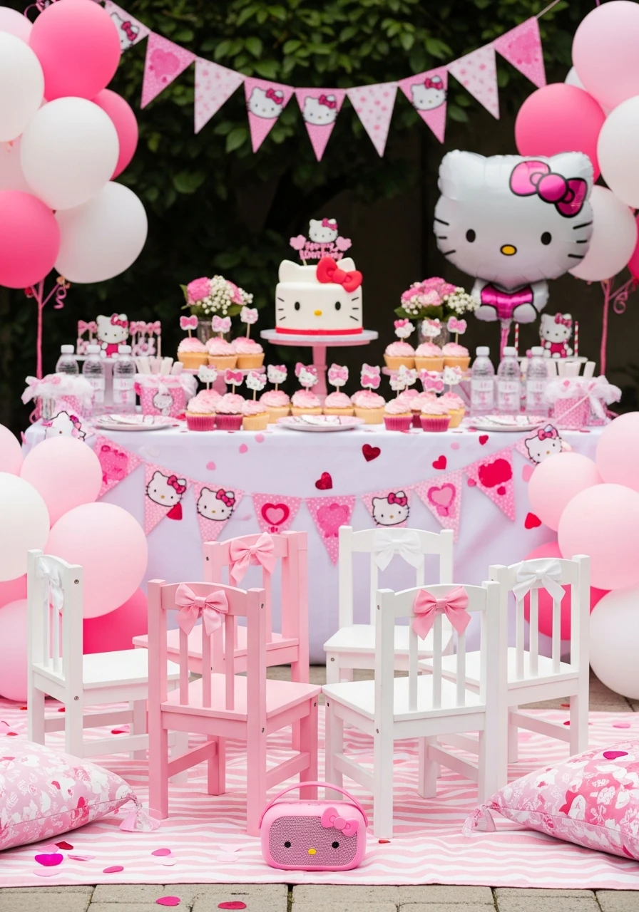 Musical Chairs Upgrade - 34 Hello Kitty Birthday Party Ideas for the Cutest Celebration