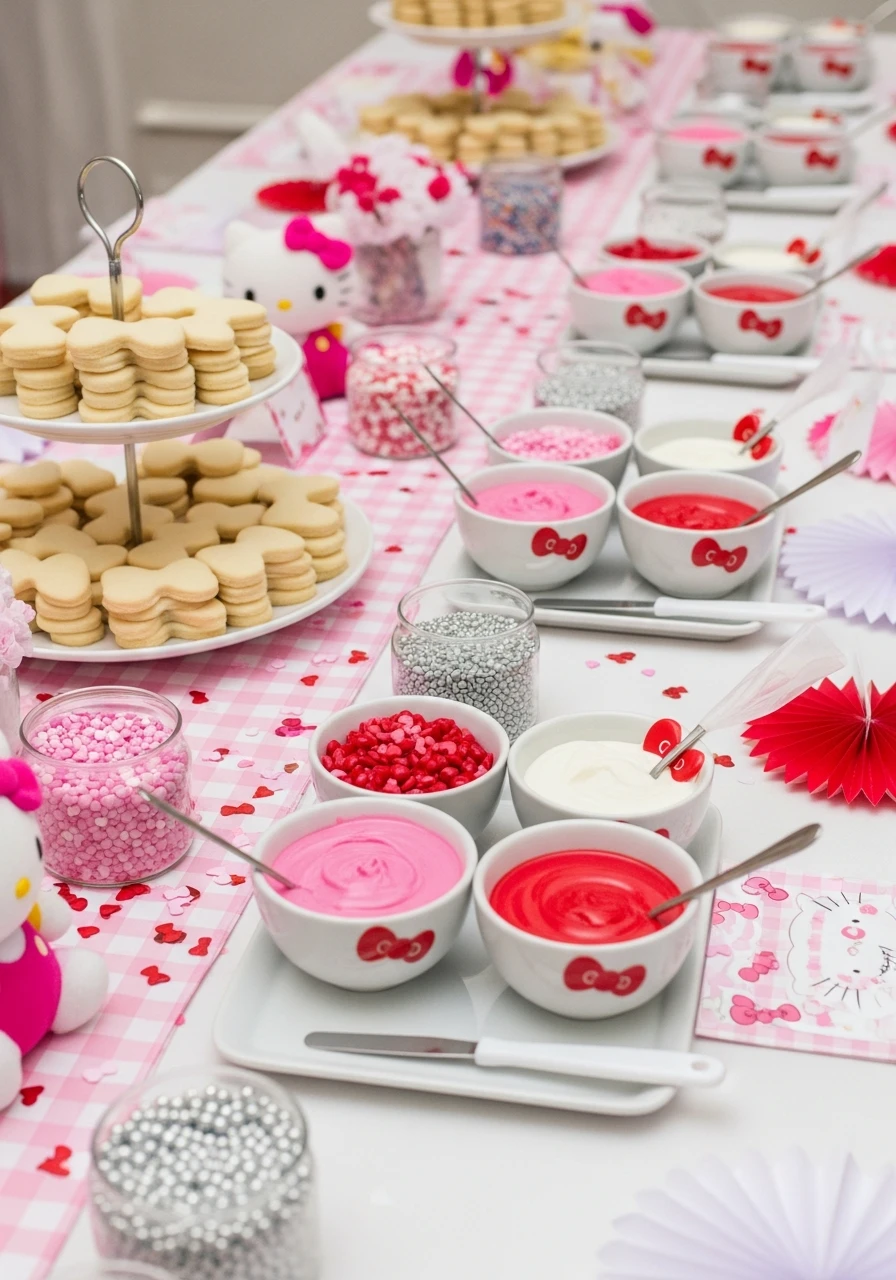 Sugar Cookie Decorating - 34 Hello Kitty Birthday Party Ideas for the Cutest Celebration