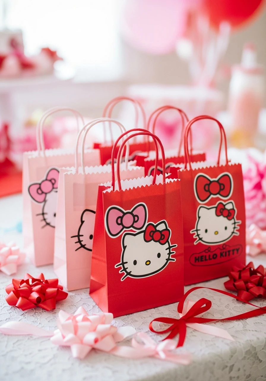 Favor Bags with Handles - 34 Hello Kitty Birthday Party Ideas for the Cutest Celebration