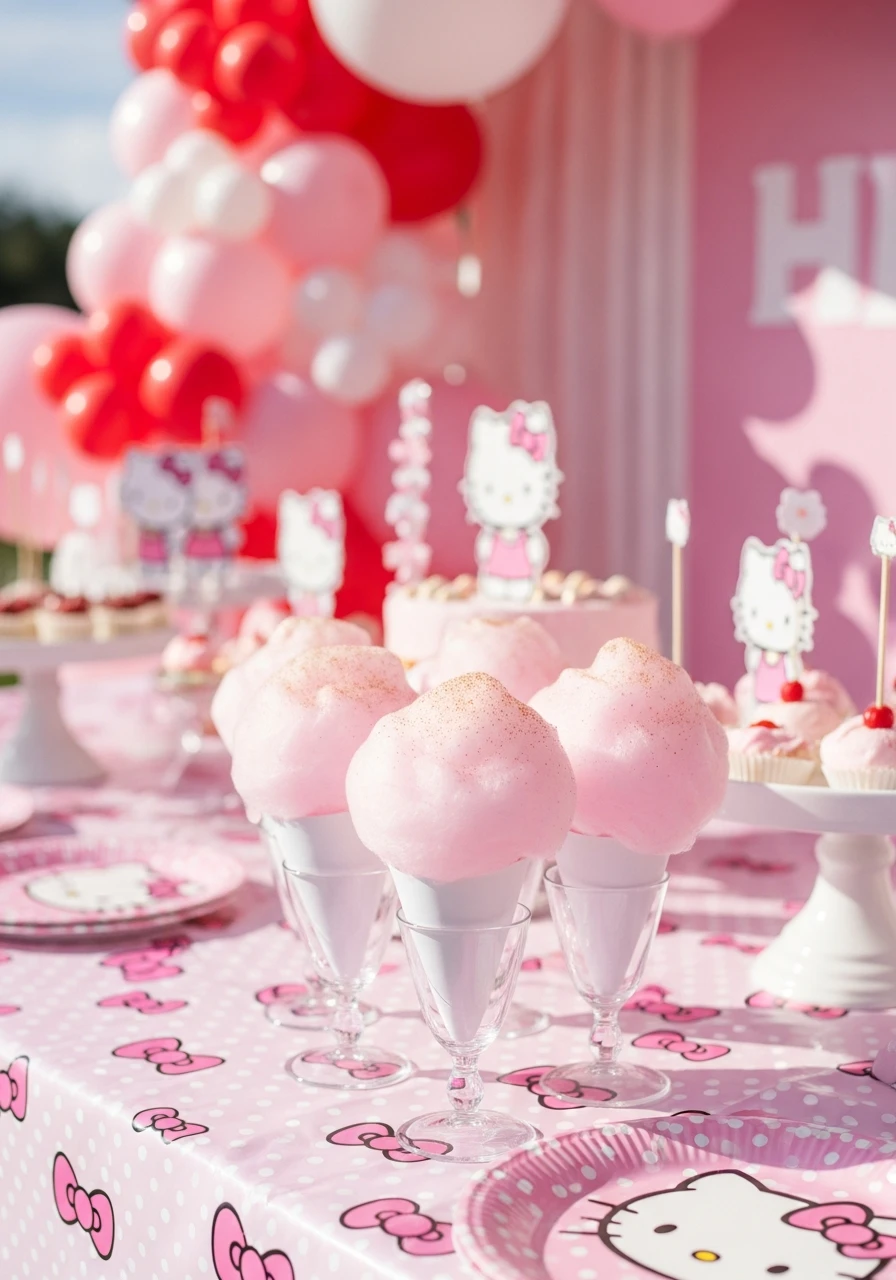 Pink Cotton Candy Fluff - 34 Hello Kitty Birthday Party Ideas for the Cutest Celebration