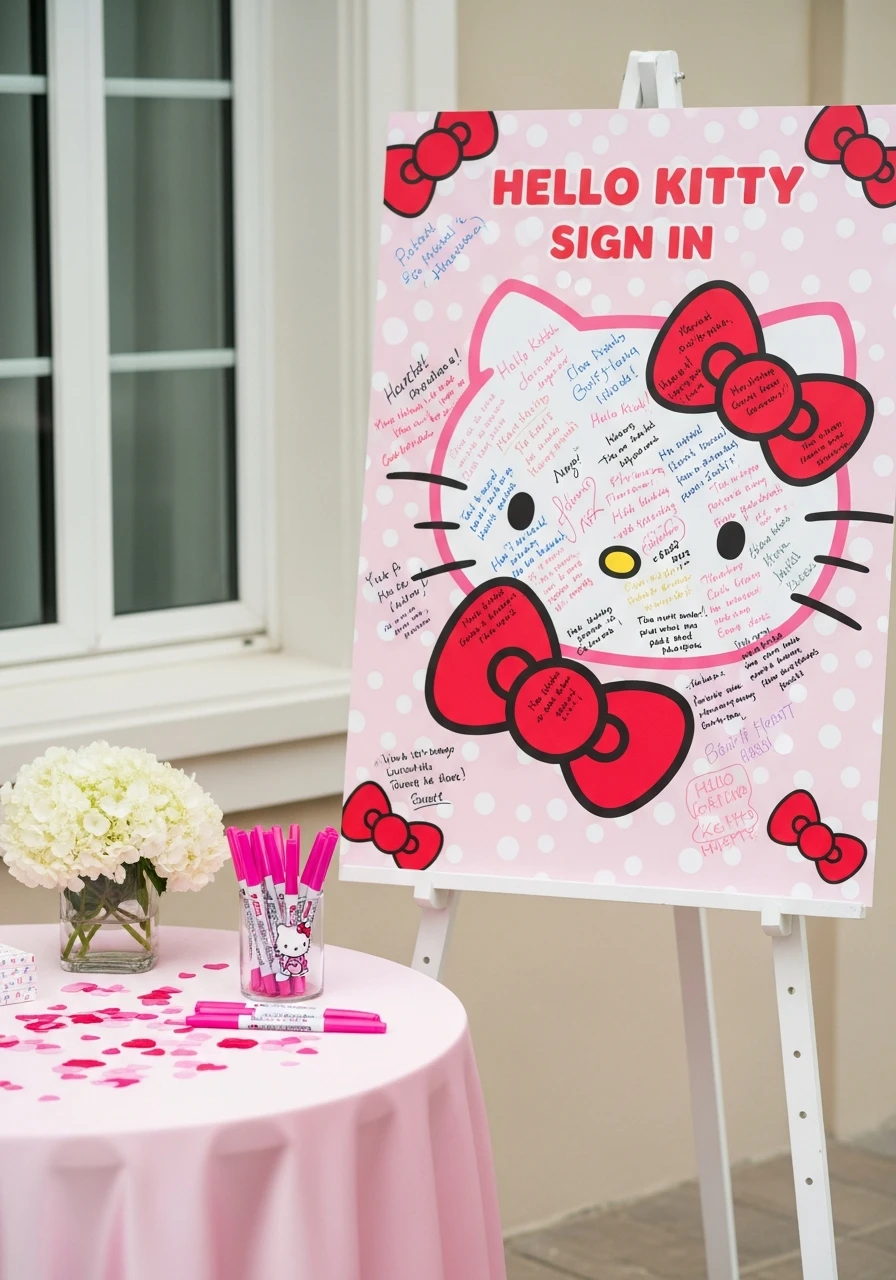 Birthday Sign-In Board - 34 Hello Kitty Birthday Party Ideas for the Cutest Celebration