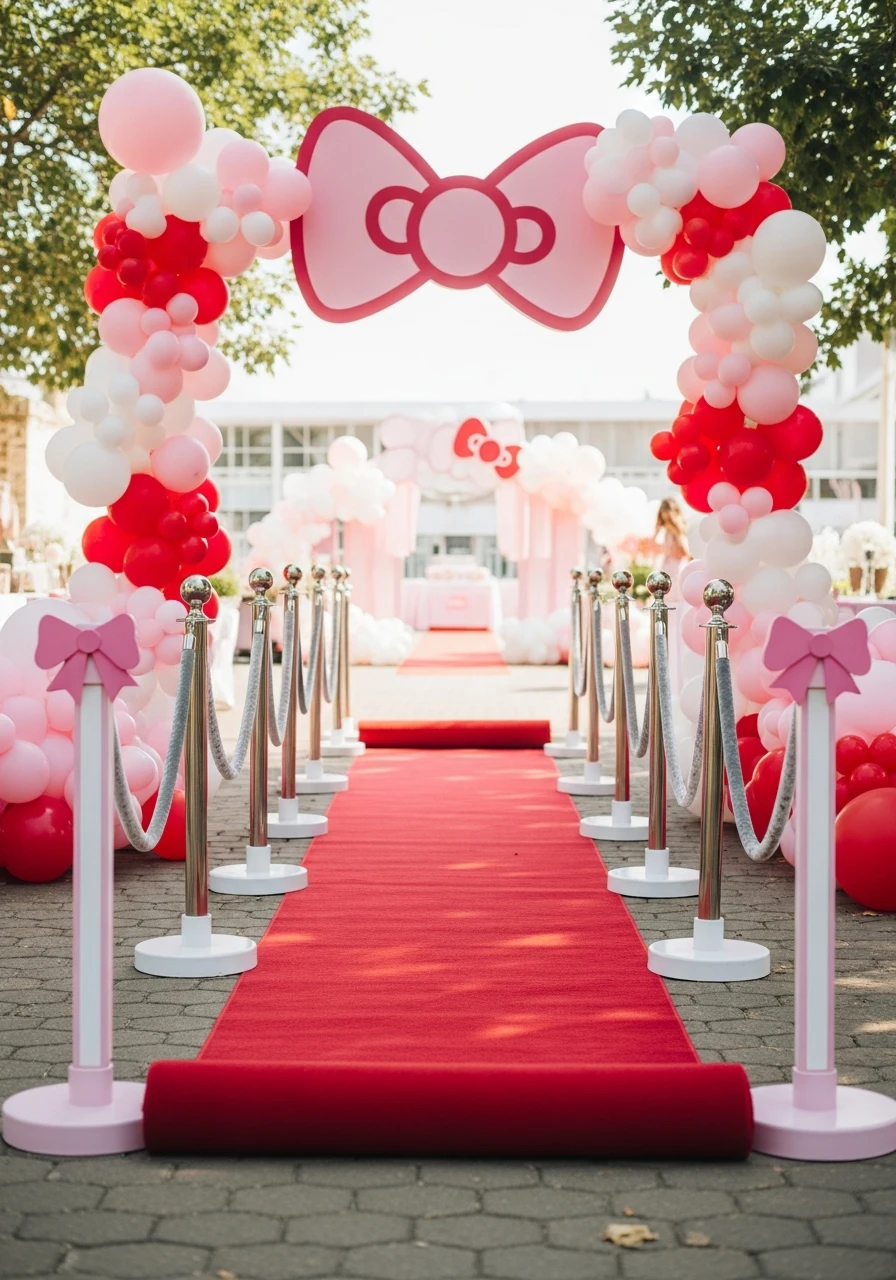 Red Carpet Entrance - 34 Hello Kitty Birthday Party Ideas for the Cutest Celebration