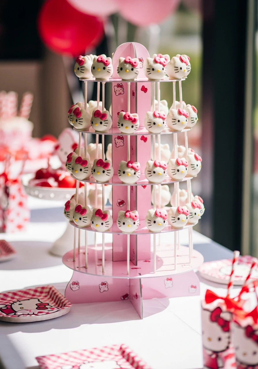 Cake Pop Stands - 34 Hello Kitty Birthday Party Ideas for the Cutest Celebration