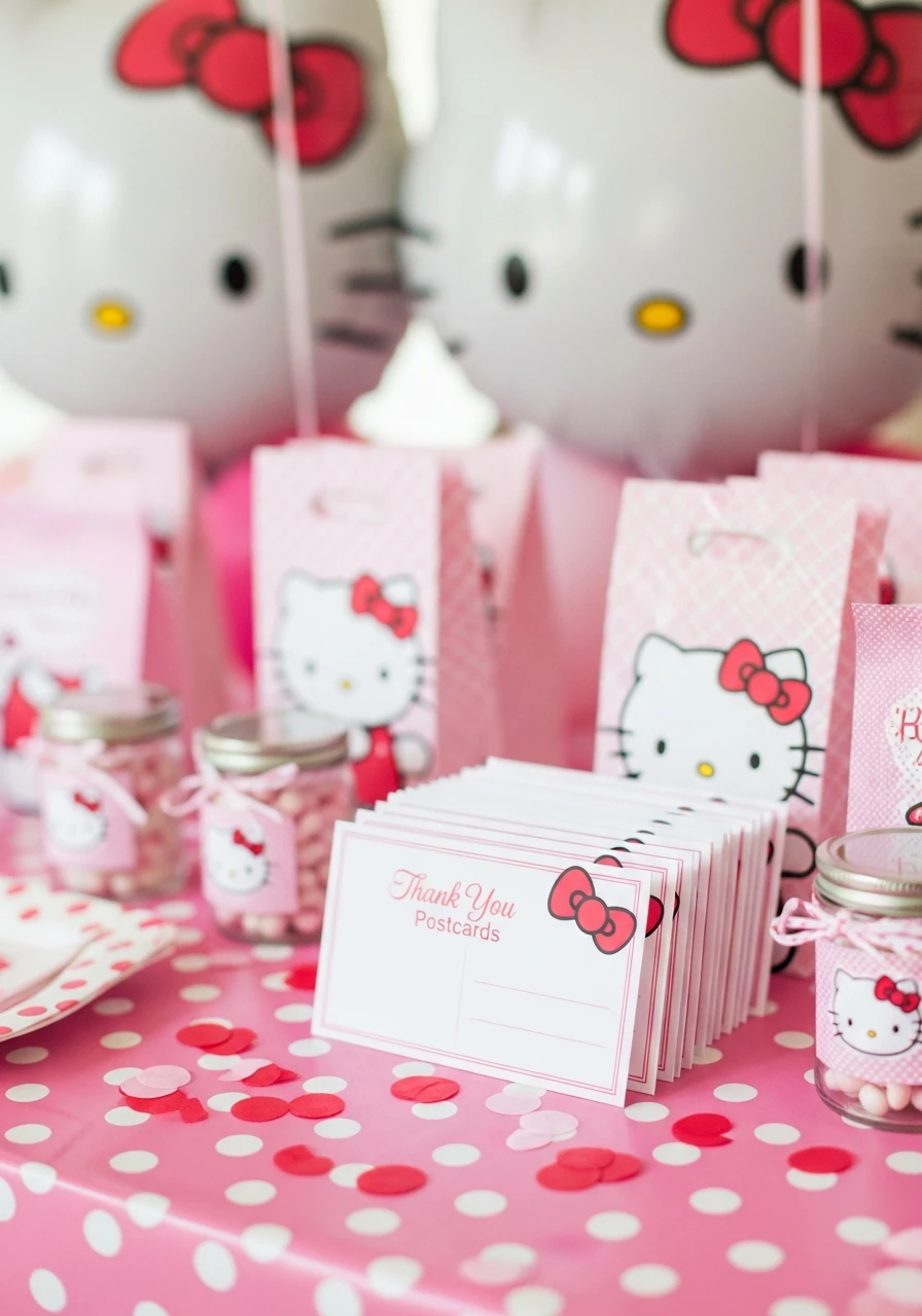 Thank You Postcards - 34 Hello Kitty Birthday Party Ideas for the Cutest Celebration