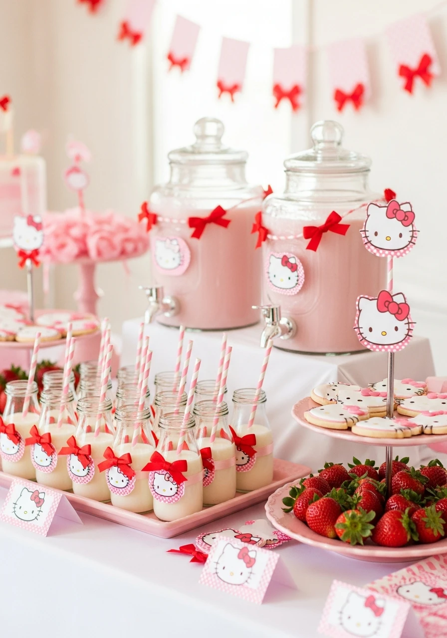 Strawberry Milk Bar - 34 Hello Kitty Birthday Party Ideas for the Cutest Celebration