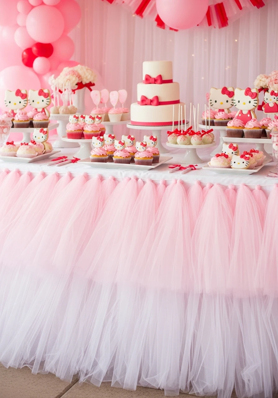 Tutu Table Skirt - 34 Hello Kitty Birthday Party Ideas for the Cutest Celebration