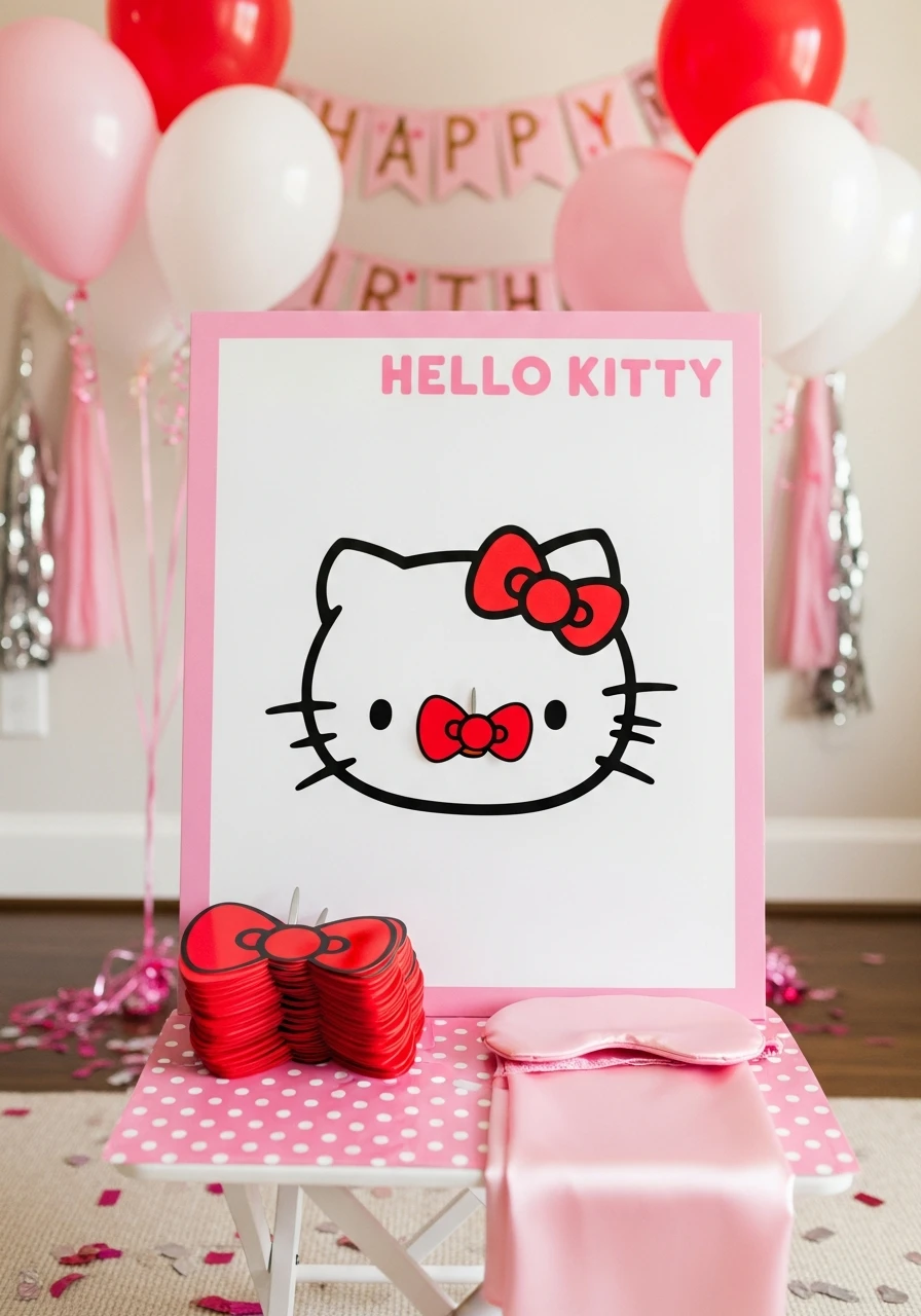 Pin the Bow Game - 34 Hello Kitty Birthday Party Ideas for the Cutest Celebration