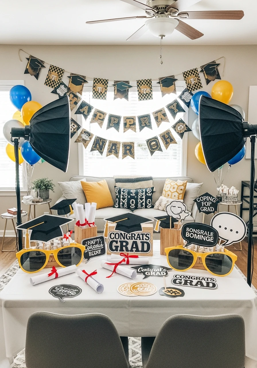 Photo Booth with Graduation Props