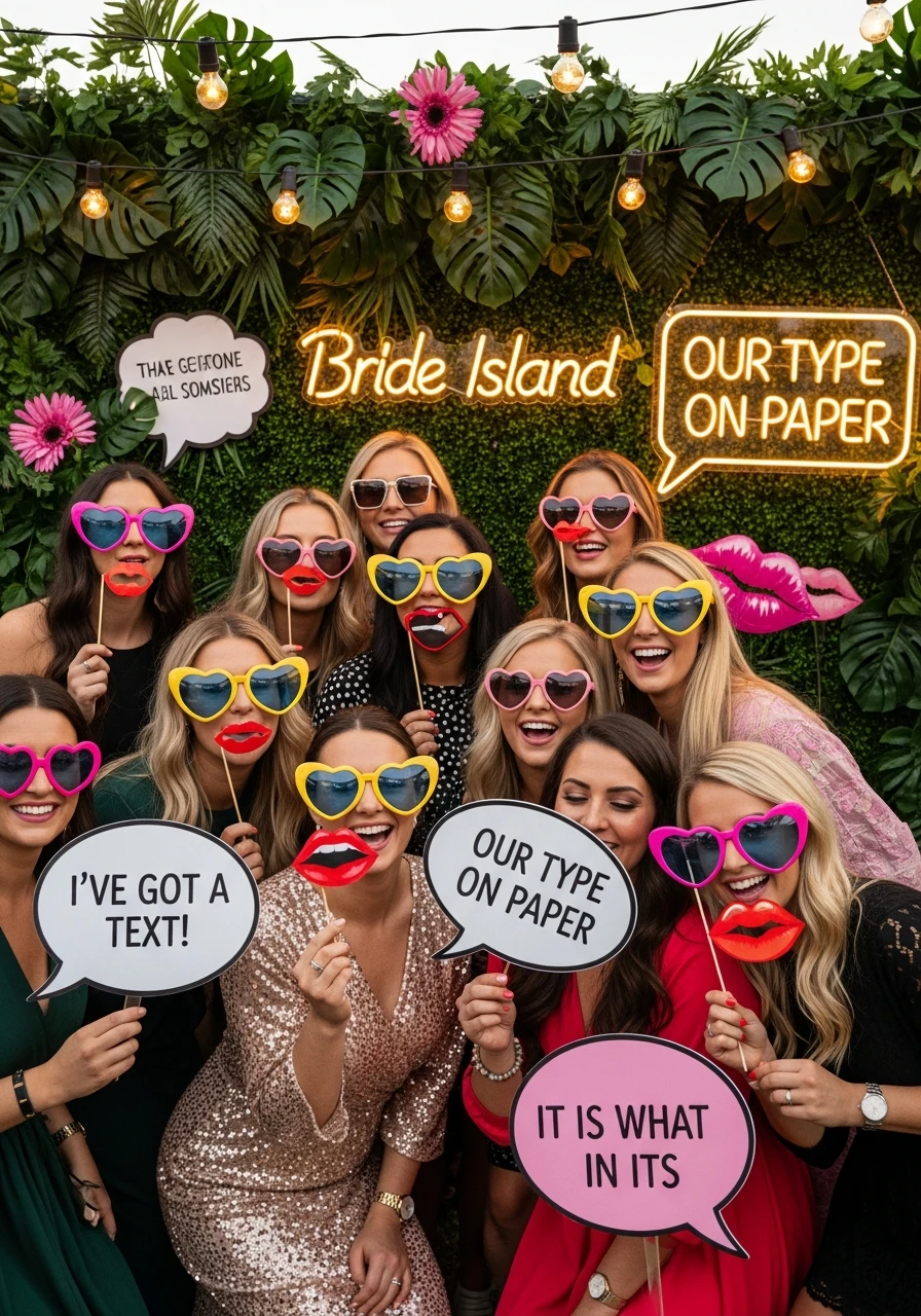 Photo Props & Selfie Station - Love Island Bachelorette Theme
