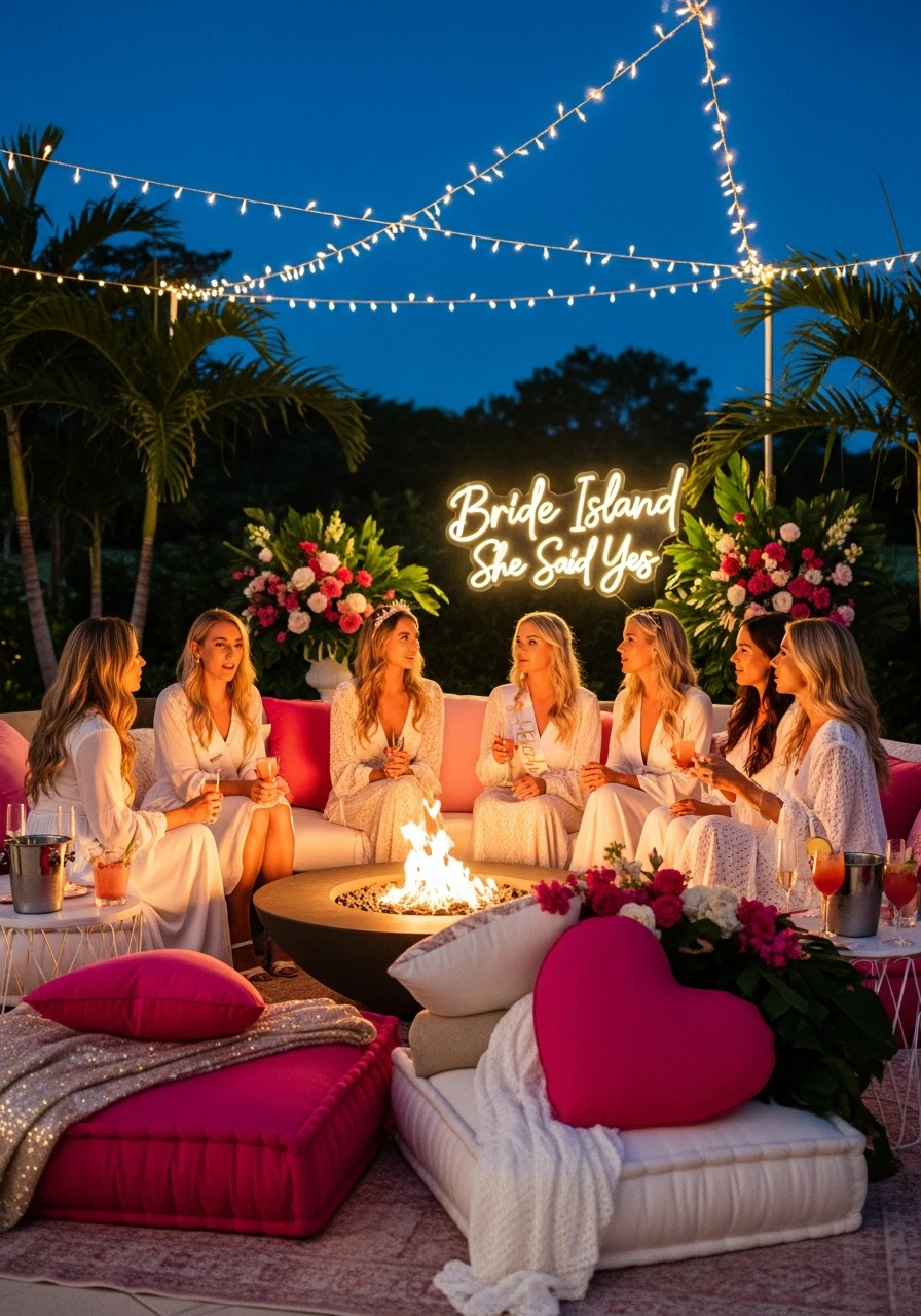 Fire Pit Lounge Area - Love Island Bachelorette Theme