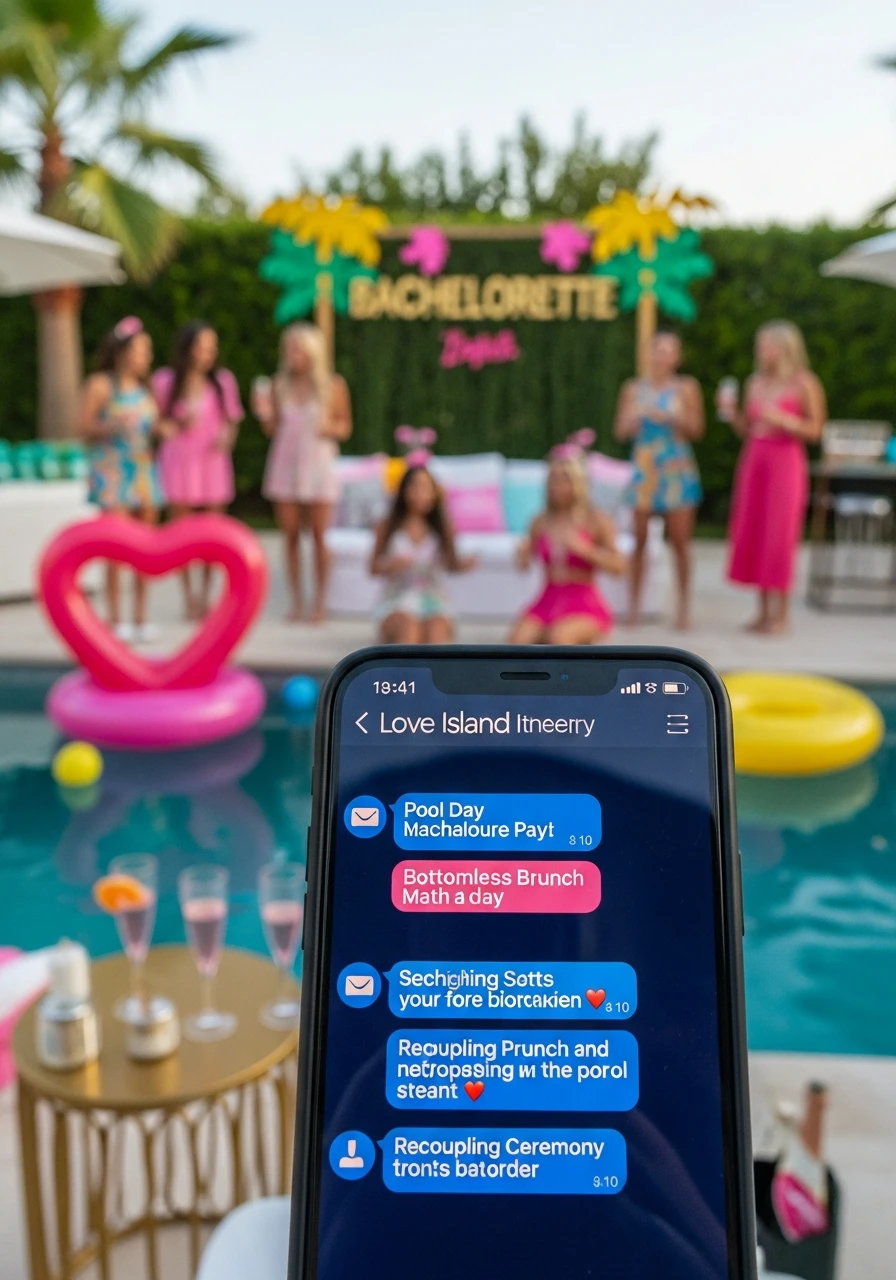 Custom Itinerary Phone Texts - Love Island Bachelorette Theme