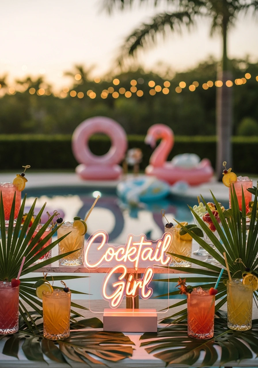 Cocktail Girl Neon Sign - Love Island Bachelorette Theme