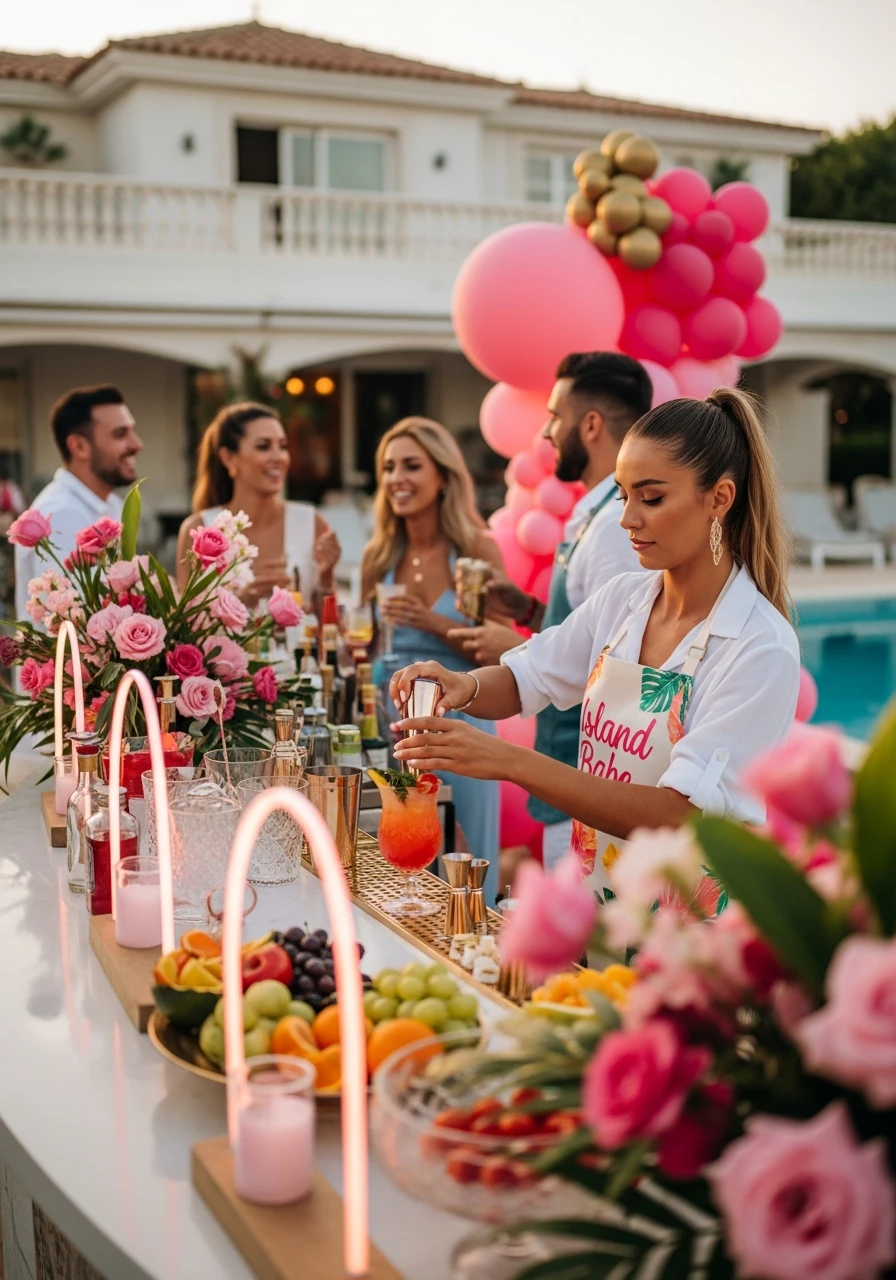 Villa Bartender Setup - Love Island Bachelorette Theme