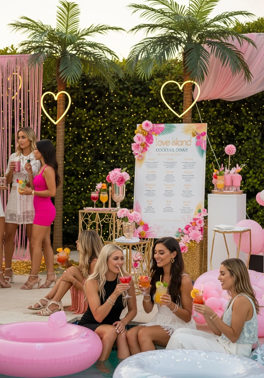 Tropical Cocktail Menu - Love Island Bachelorette Theme