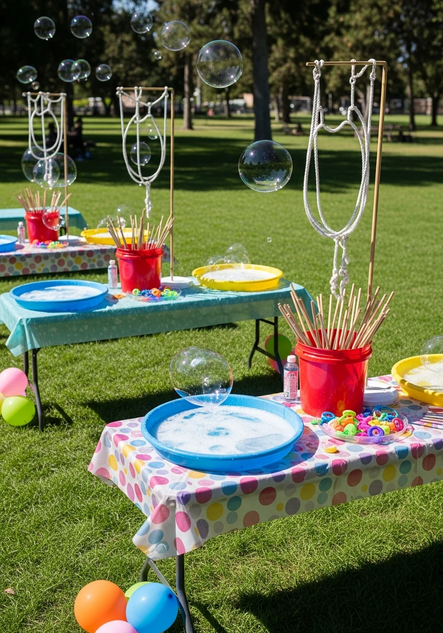 Bubble Extravaganza Station - 35 Genius Park Birthday Party Ideas Your Guests Will Love