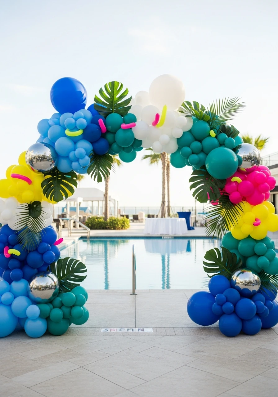 Entrance Balloon Arch - 35 Awesome Pool Party Ideas You Need This Summer